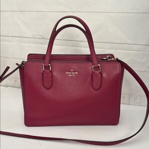 Kate Spade Laurel Way Reese Saffiano Leather Cherrywood Satchel Crossbody Bag